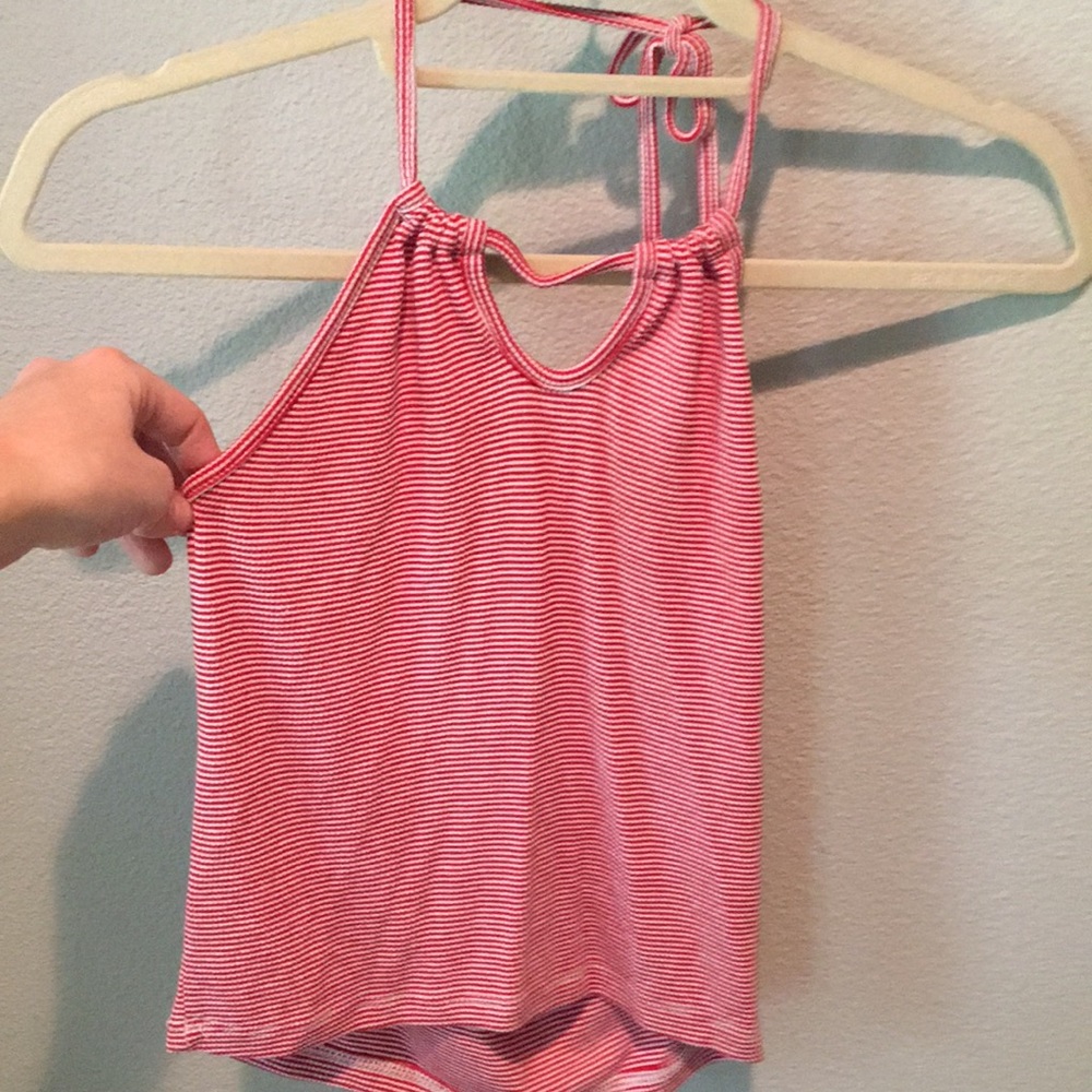 Red white halter crop by Brandy Melville